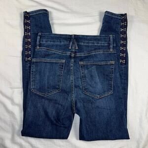 Good American Good Waist Hook & Eye Embellished Skinny Jeans Blue 184 Size 4/27